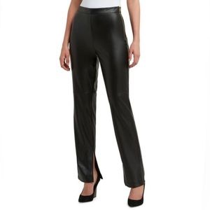 NEW Halston Faux Leather Leggings Black LG NWT